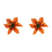 Dolce & Gabbana Guld Lily Flower Clip-On Örhängen Orange, Dam