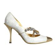 Dolce & Gabbana Kristallbåge Pärla Pumps Vitguld White, Dam