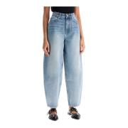 Ganni Krökt silhuett denim tapered jeans Blue, Dam