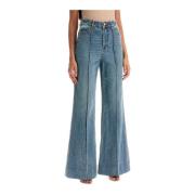 Zimmermann Utställda Wide Leg Jeans Blue, Dam