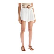 Zimmermann Linne Tuck Shorts med Bälte White, Dam