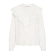 RUE de Femme Elegant Karma Blus med Spetsdetaljer White, Dam