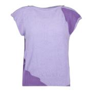 MM6 Maison Margiela Lila Bicolor Dragkedja Hals Kortärmad T-shirt Purp...