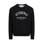 Iceberg Tröja med rund hals och logotyp Black, Herr