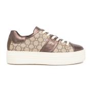 Nerogiardini Beige Platform Sneakers Made in Italy Beige, Dam