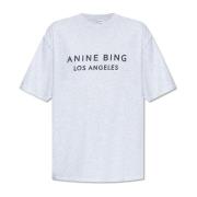 Anine Bing Tryckt T-shirt Gray, Dam