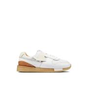 Clarks Vita Läder Sneakers Logotyp Gummisula White, Dam