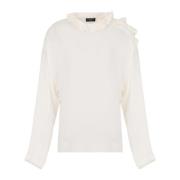 Emporio Armani Silke Georgette Volang Skjorta White, Dam