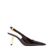 Saint Laurent Brun Barefoot Vernice Salon Klackar Brown, Dam