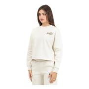 Puma Beige Crew Neck Sweater Class Act White, Dam