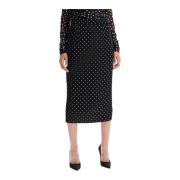 Dolce & Gabbana Polka Dot Charmeuse Pennkjol Black, Dam