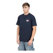 Tommy Jeans Blå kortärmad T-shirt med logotyptryck Blue, Herr