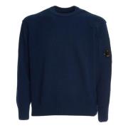 C.p. Company Blå Crew Neck Stickat Aw24 Blue, Herr