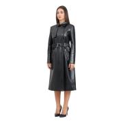 Patrizia Pepe Svart Trenchcoat med Metaldetaljer Black, Dam