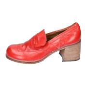 Moma Vintage Läderloafers för Kvinnor Red, Dam