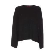 Aniye By Svart Strass Crewneck Ulltröja Black, Dam