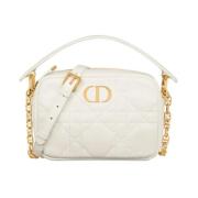 Dior Caro Kameraväska med Topp Handtag White, Dam