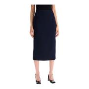 Alessandra Rich Slim Fit Virgin Wool Midi Kjol Blue, Dam