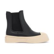 Marni Läder Chelsea Ankelboots med Elastik Black, Dam