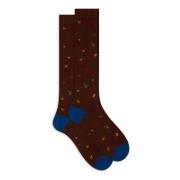 Gallo Långa bruna bomullsockor för män med höstmotiv Multicolor, Herr