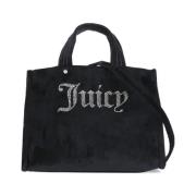 Juicy Couture Svart Velvet Shoppingväska med Matchande Clutch Black, D...