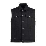 Prada Denim Ärmlös Gilet med Logodetalj Black, Herr