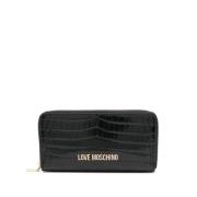 Love Moschino Svart Krokodileffekt Dragkedjepung Black, Dam