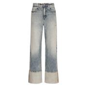 Icon Denim Slitna Wide-Leg Jeans Blue, Dam