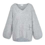 Hést Oversized V-ringad Sweater Gray, Dam