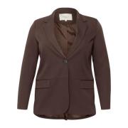 Kaffe Curve Klassisk Blazer med V-Hals och Ficklock Brown, Dam