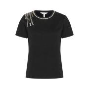 Part Two Svart Broderad T-shirt Black, Dam