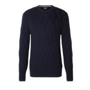 Boss Blå Flätad Crewneck Tröja Blue, Herr