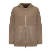 Max Mara Hasselnöt Ull Kashmir Blandad Stickad Hoodie Brown, Dam