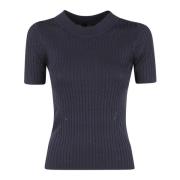 Birgitte Herskind Stickad blus med en lekfull twist Blue, Dam