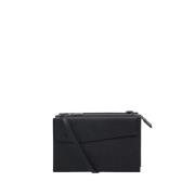 Valextra Trio Crossbody Väska i Svart Black, Dam