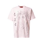 424 Jesus Pink Loose T-Shirt Pink, Herr