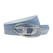 Diesel Oval Logo Strass Bälte Blue, Dam