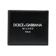 Dolce & Gabbana Logo-Print Läder Bifold Plånbok Black, Herr