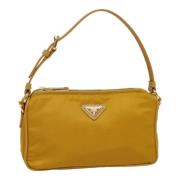 Prada Vintage Pre-owned Nylon handvskor Yellow, Dam