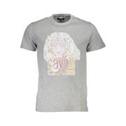 Cavalli Class Grå Bomull Tryckt Logotyp T-shirt Gray, Herr