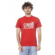 Cavalli Class Enfärgad T-shirt med Logotyptryck Red, Herr