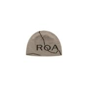 ROA Taupe Logo Merino Ull Beanie Beige, Herr