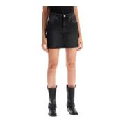 Isabel Marant Étoile Faded Denim Minikjol med Snap Tabs Black, Dam