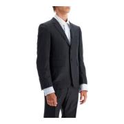 Thom Browne Pinstripe Ull Enkelknäppt Jacka Gray, Herr