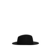 Yohji Yamamoto Svart Ullkant Hatt Black, Dam