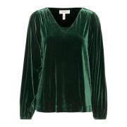 Part Two Elegant V-ringad Blus i Sycamore Green, Dam