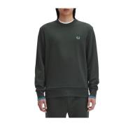 Fred Perry Klassisk French Terry Bomullsweatshirt Green, Herr