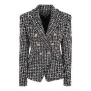 Balmain Elegant Tweed Ytterplagg Jacka Multicolor, Dam