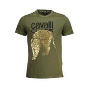 Cavalli Class Tryckt Logotyp Rund Hals T-shirt Green, Herr