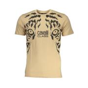 Cavalli Class Beige Bomull Tryck Logo T-shirt Beige, Herr